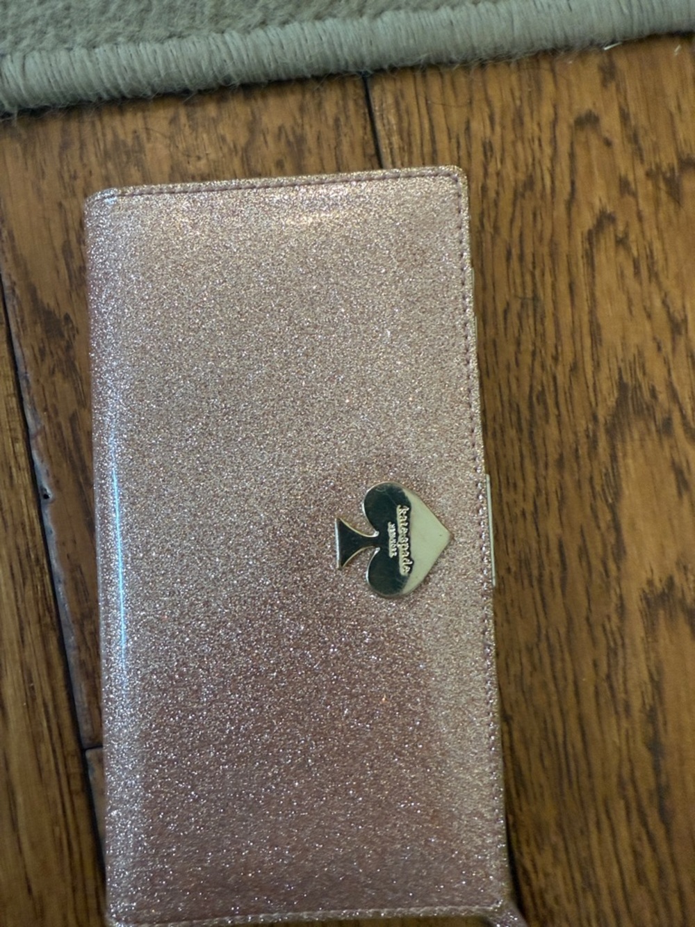 kate spade Glitter Flip Wallet Phone Case in Rose Gold Sparkle